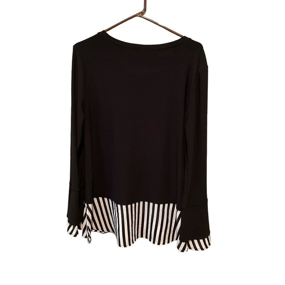INC Blouse Top Women's Size L Black Long Sleeve Layered-Look Polyester Stretch - Picture 2 of 5